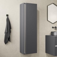 GRADE A1 - Grey Wall Mounted Tall Bathroom Cabinet 400mm - Roxbi