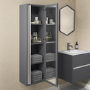 GRADE A1 - Grey Wall Mounted Tall Bathroom Cabinet 400mm - Roxbi