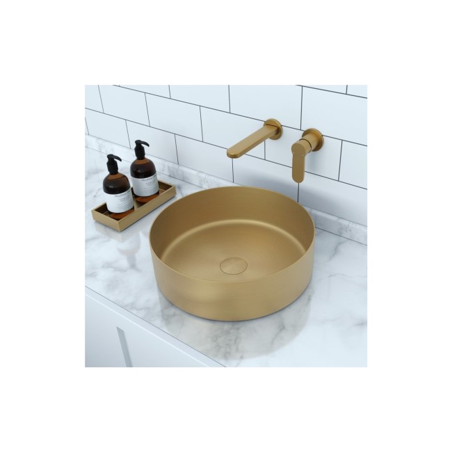 GRADE A2 - Wall Mounted Brass Basin Mixer Tap - Zorah
