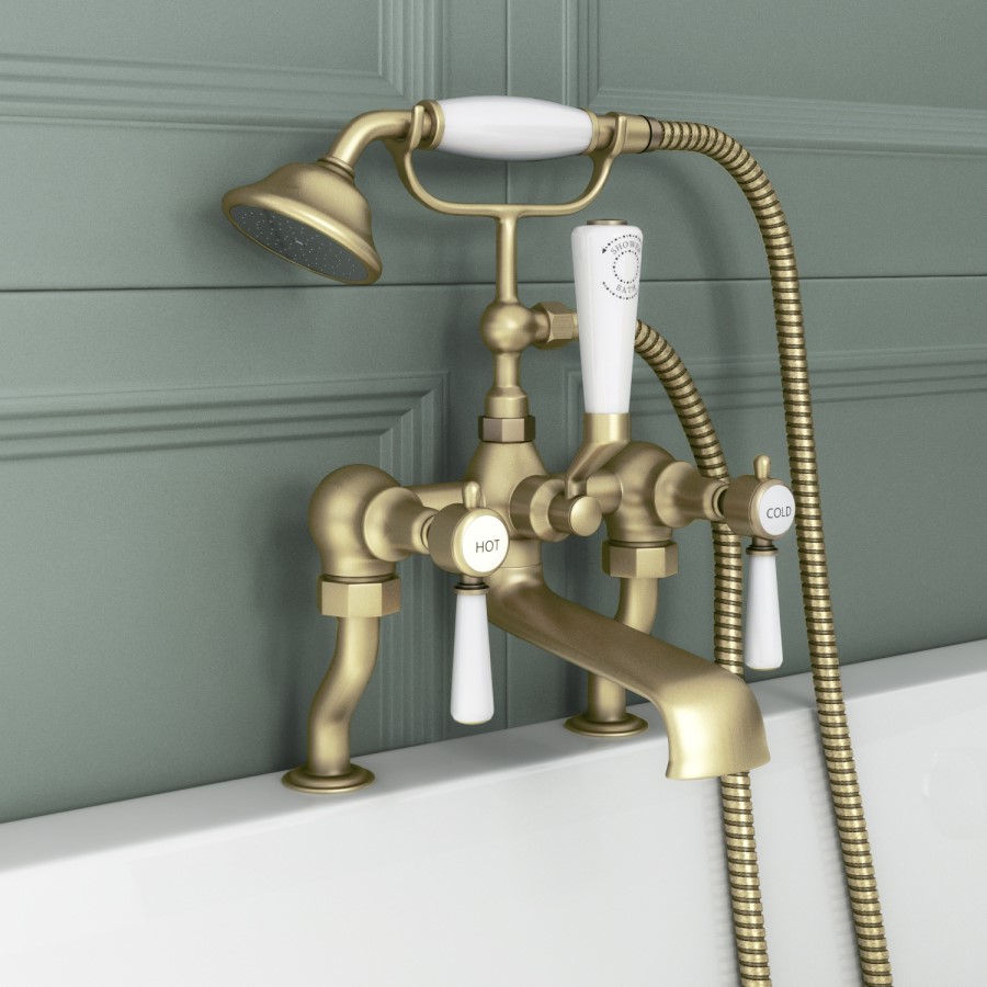 GRADE A1 - Gold Bath Shower Mixer Tap - Helston