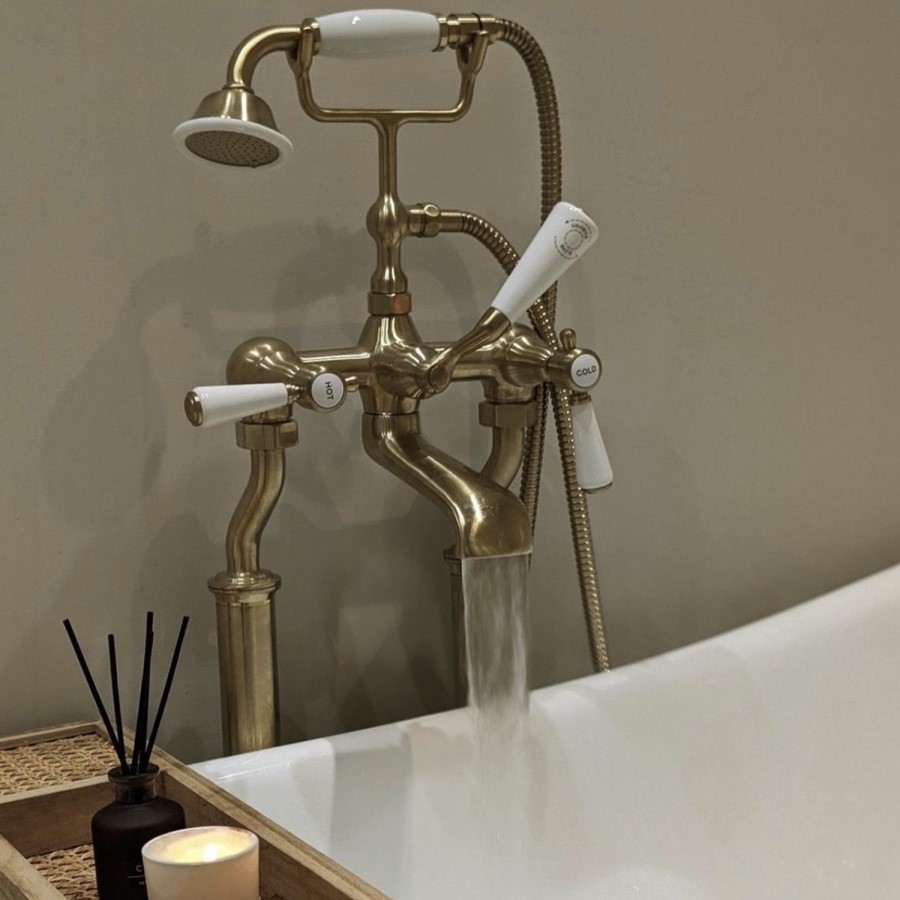 GRADE A1 - Gold Bath Shower Mixer Tap - Helston