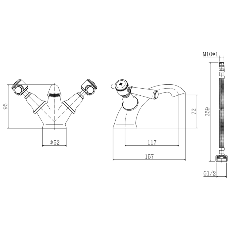 Black Basin Mixer Tap - Helston