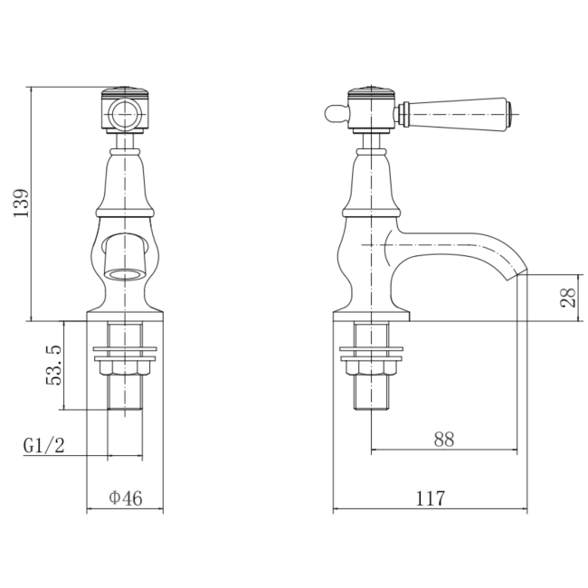 GRADE A1 - Black Basin Pillar Taps - Helston