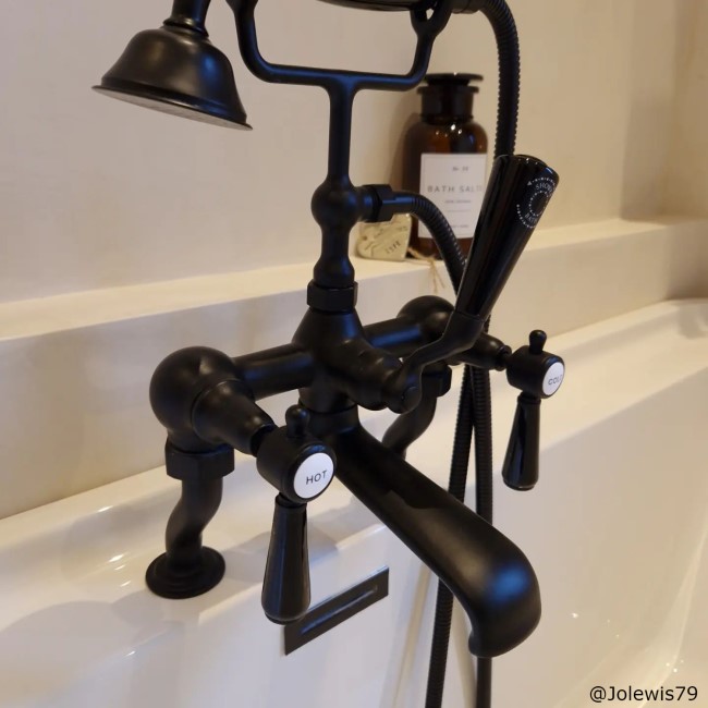 GRADE A1 - Black Bath Shower Mixer Tap - Helston