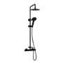 GRADE A1 - Black Thermostatic Mixer Bar Shower with Round Overhead & Handset - Arissa