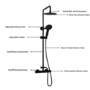 GRADE A1 - Black Thermostatic Mixer Bar Shower with Round Overhead & Handset - Arissa