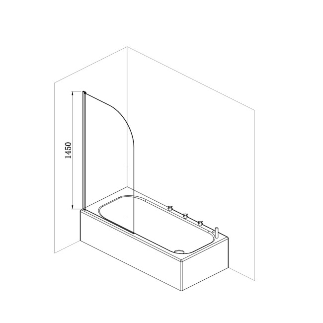 Single Ended Shower Bath with Front Panel & Black Bath Screen 1700 x 750mm - Cotswold