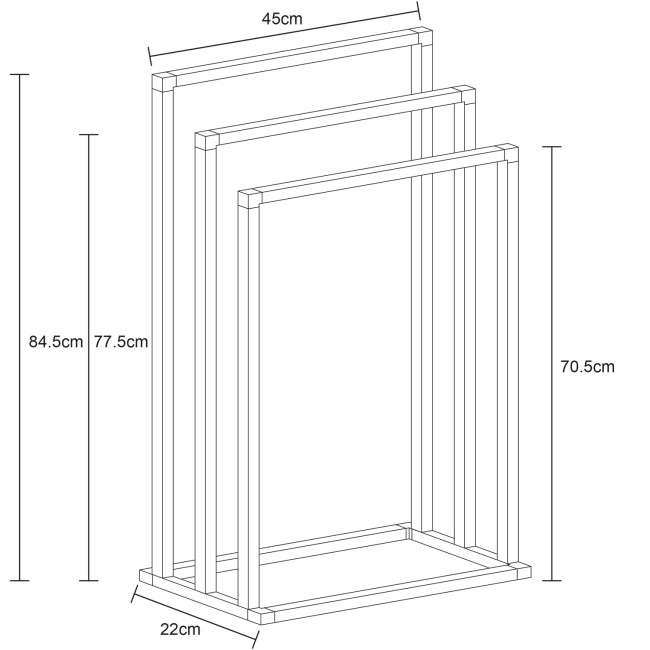 Chrome 3 Tier Free Standing Towel Rack