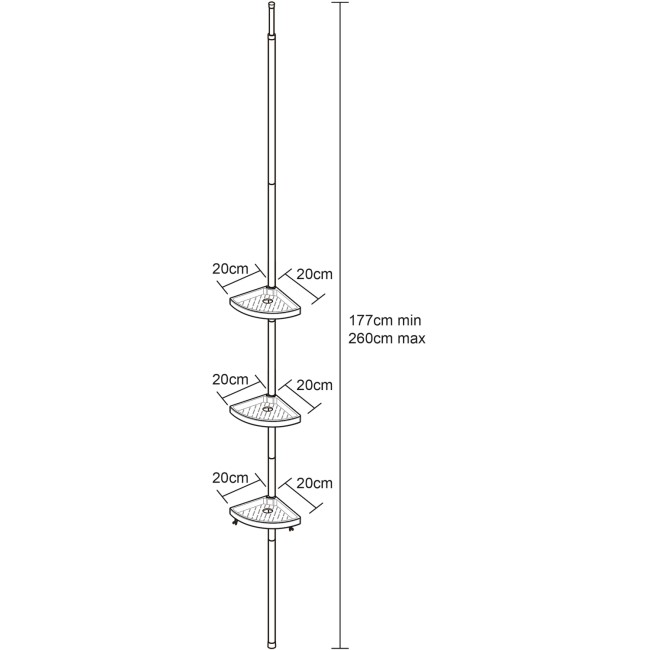 Black 3 Tier Telescopic Shower Caddy