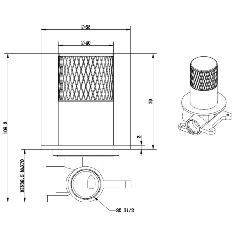 Chrome Single Outlet Shower Valve Zanda