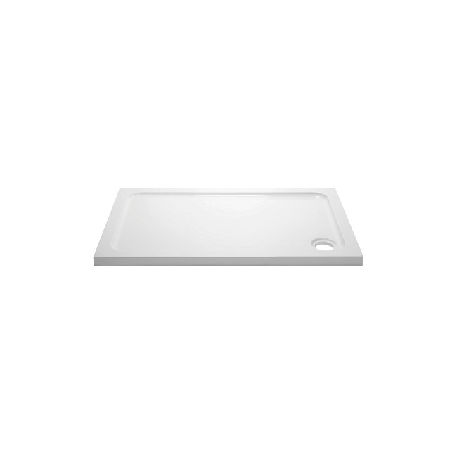 1100x800mm Rectangular Shower Tray - White Acrylic Stone Resin - Pearl