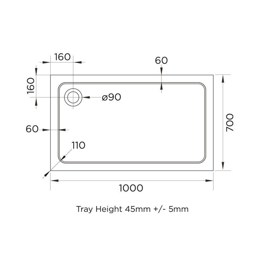 Chrome 6mm Glass Rectangular Shower Enclosure with Shower Tray 1000x700mm - Carina