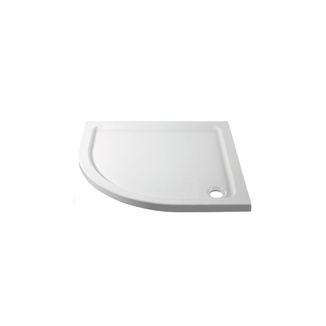 GRADE A2 - 800x800mm White Stone Resin Quadrant Shower Tray - Pearl