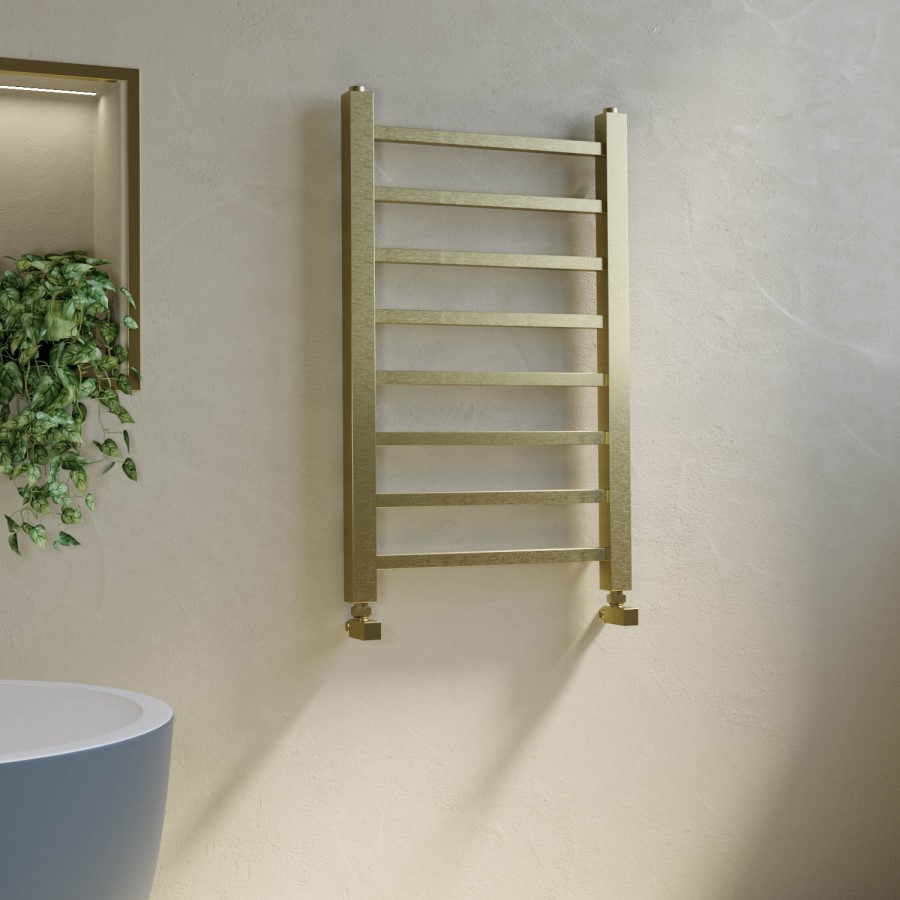 GRADE A1 - Brass Heated Towel Rail Radiator 800 x 500mm - Sonoran