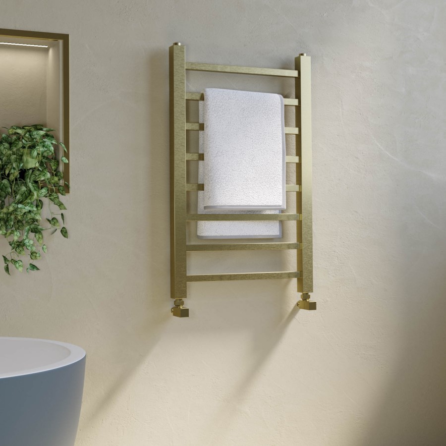 GRADE A1 - Brass Heated Towel Rail Radiator 800 x 500mm - Sonoran