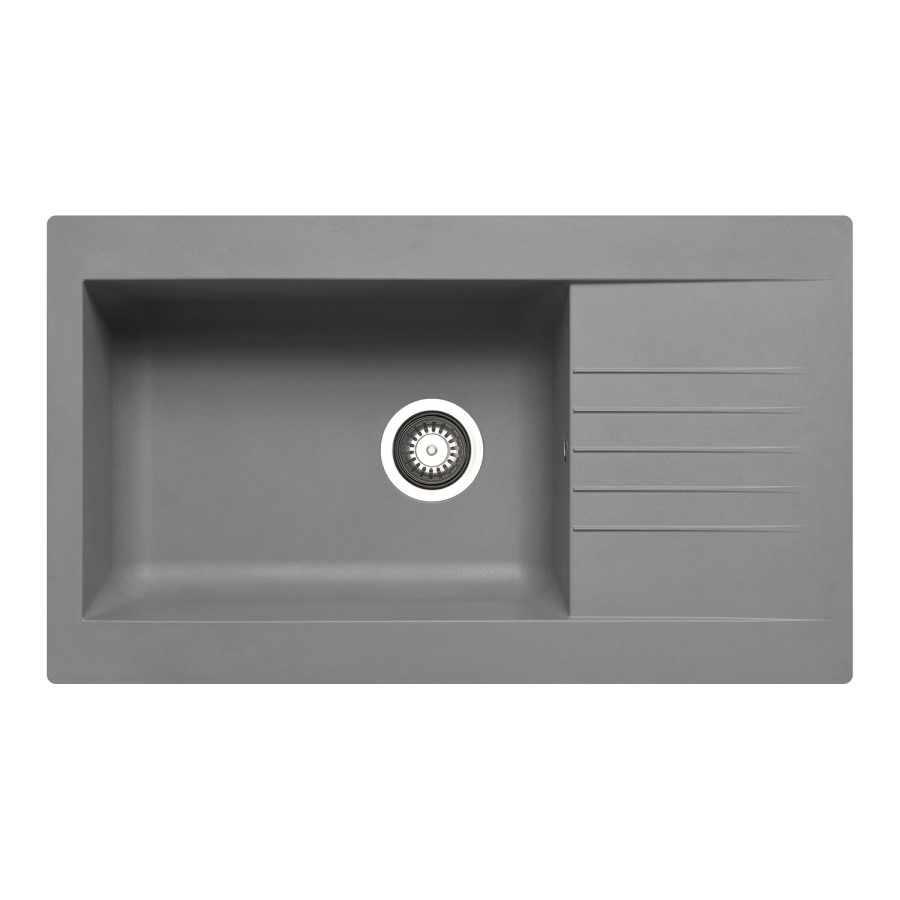 GRADE A2 - Single Bowl Grey Composite Kitchen Sink with Reversible Drainer - Essence Amelia