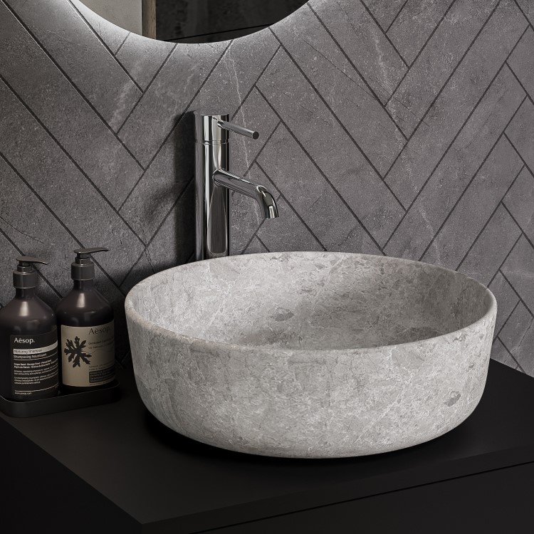 Stone Effect Round Countertop Basin 415mm - Torres