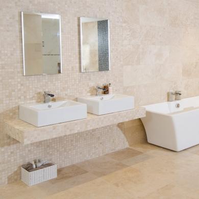 White Travertine Tumbled Wall/Floor Mosaic Tile