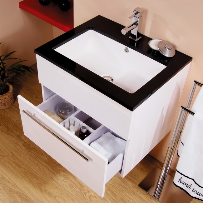 Eden 600mm Wall Hung Vanity Basin Unit - Single Drawer