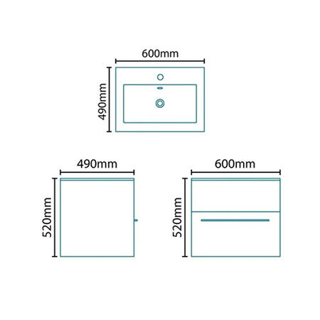 Eden 600mm Wall Hung Vanity Basin Unit - Single Drawer