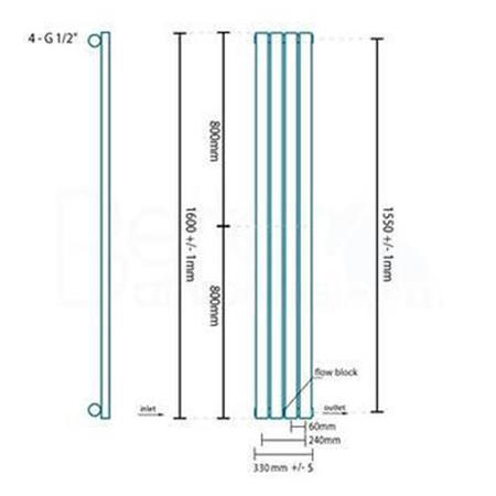 Nevada Beta Heat 1600 x 240mm Single Panel Chrome Radiator