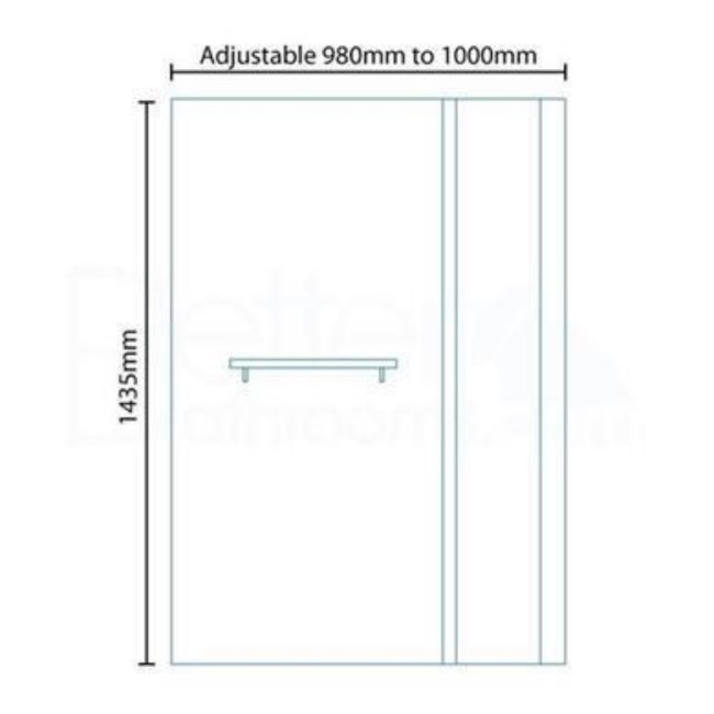 Straight Hinged Bath Shower Screen H1435 x W1000mm with Towel Rail