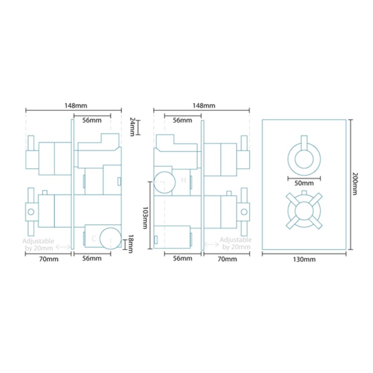 Concealed Dual Control Thermostatic Shower Valve