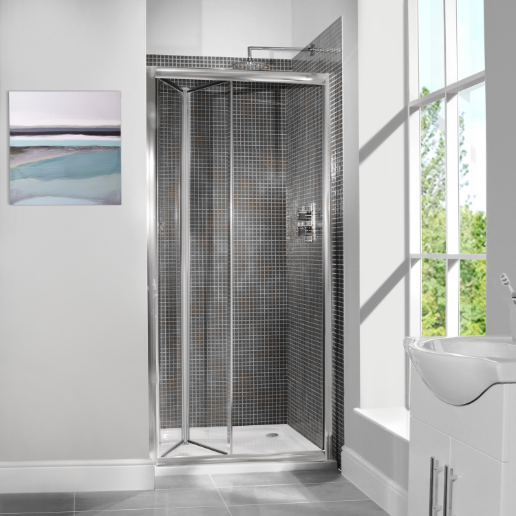 Bi-Fold Shower Door - 700mm - 6mm Glass - Aquafloe