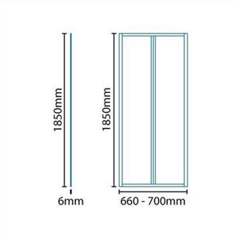 Bi-Fold Shower Door - 700mm - 6mm Glass - Aquafloe