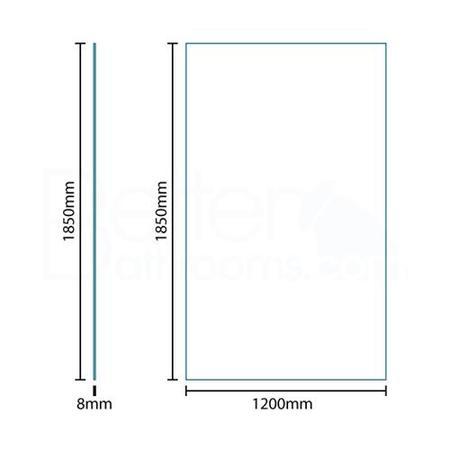 Walk In Glass Shower Screen - 1850 x 1200mm - 8mm Glass