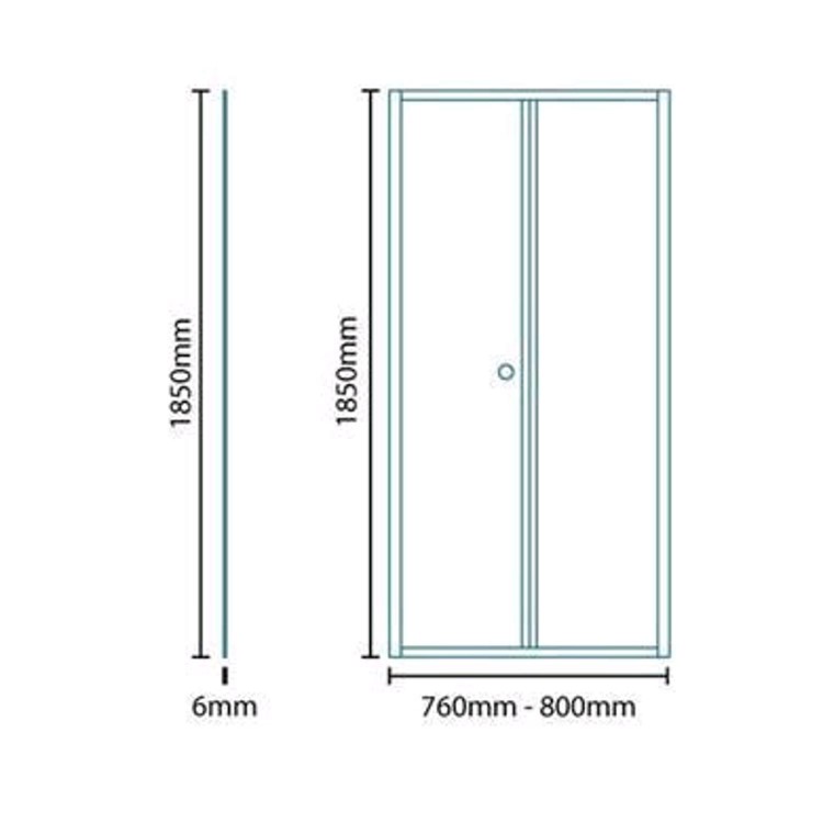 Bi-Fold Shower Door - 800mm - 6mm Glass - Aquafloe