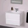 600mm Wall Hung Vanity Basin Unit - White Double Drawer - Barcelona Range