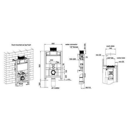 In Wall Mounted Fixing Frame Universal Cistern for Wall Hung Toilet[com] front or top operation