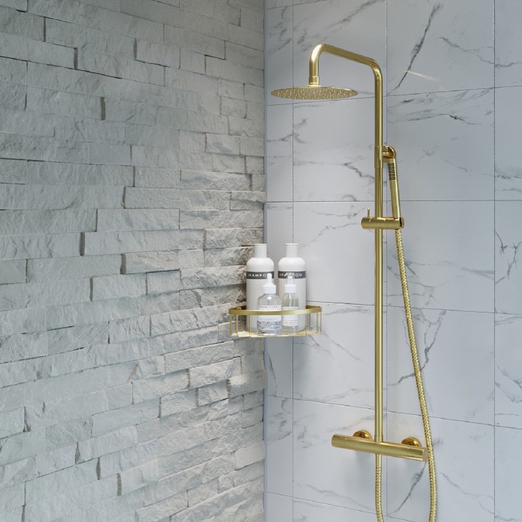 Brass Corner Shower Caddy- Arissa 