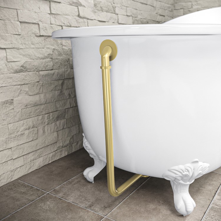 GRADE A1 - Traditional Exposed Bath Waste & Overflow - Brass 