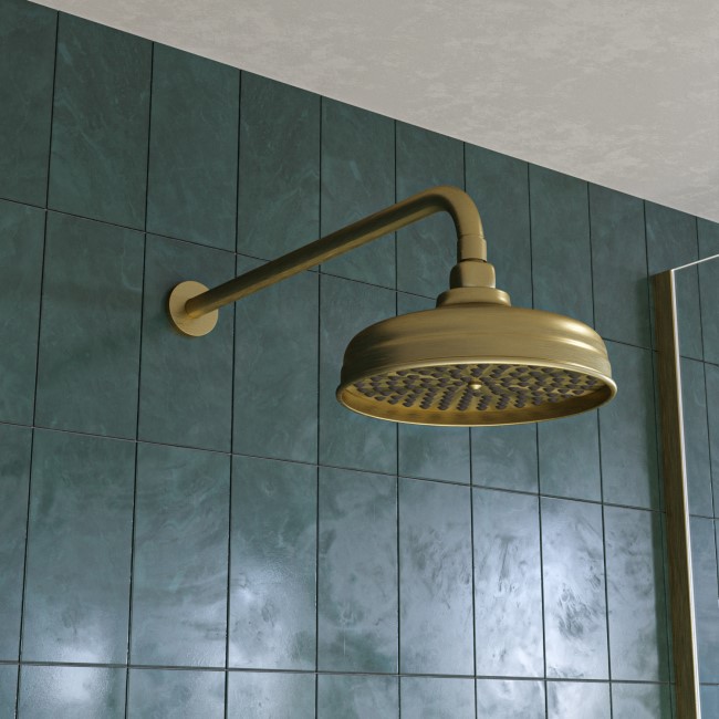 Brushed Brass Dual Outlet Wall Mounted Thermostatic Mixer Shower Set with Hand Shower - Cambridge