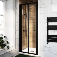 800mm Black Bi-Fold Shower Door 6mm Glass - Carina