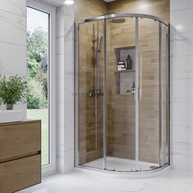 Chrome 6mm Glass Offset Quadrant Shower Enclosure 1000x800mm - Carina