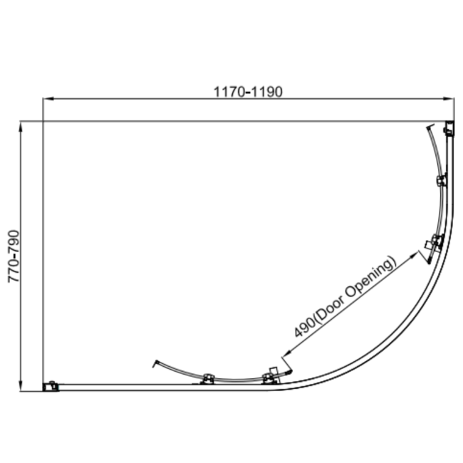 Carina 1200x800mm 6mm Offset Quadrant