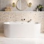 Freestanding Double Ended Matt White 1700 x 765mm Bath with Ledge - Clara