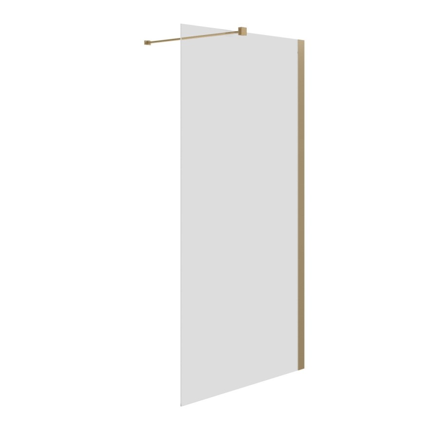 GRADE A1 - 1000mm Brushed Brass Frameless Wet Room Shower Screen