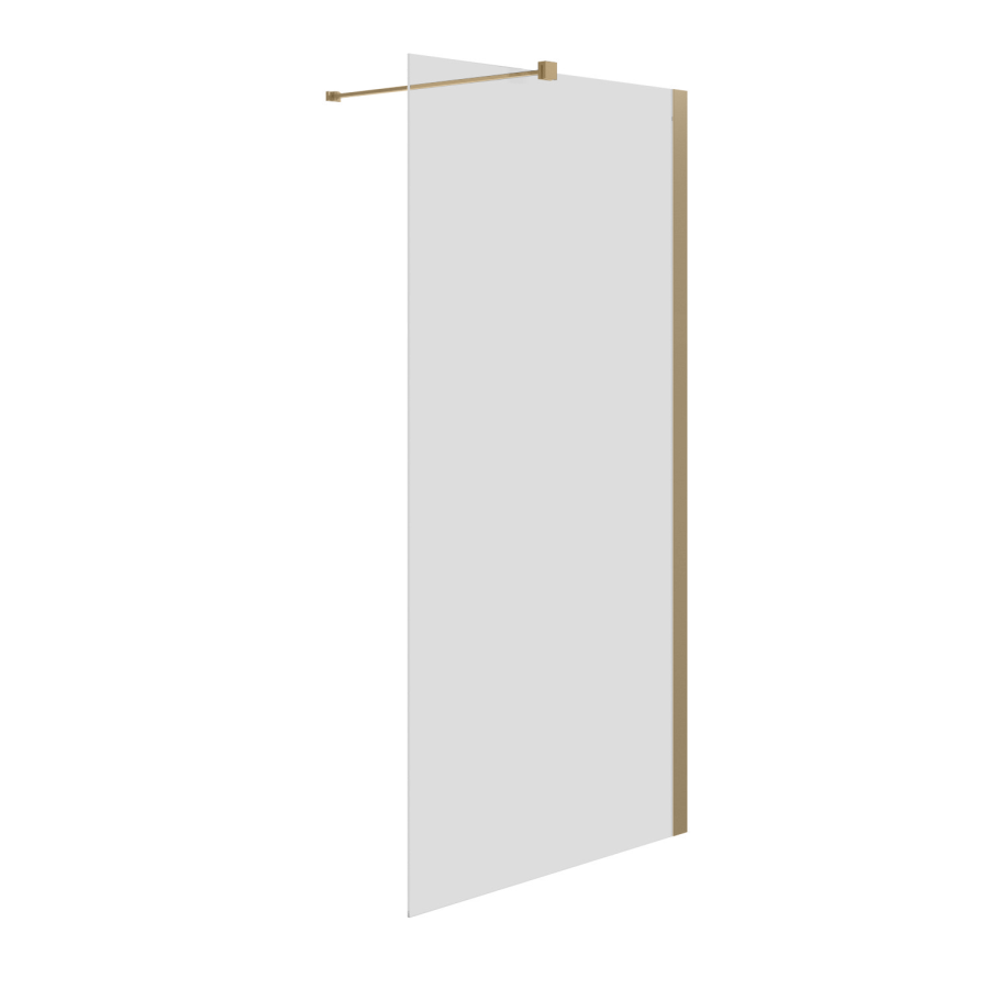 900mm Brushed Brass Shower Screen for Wetroom & Walk In Shower - Corvus