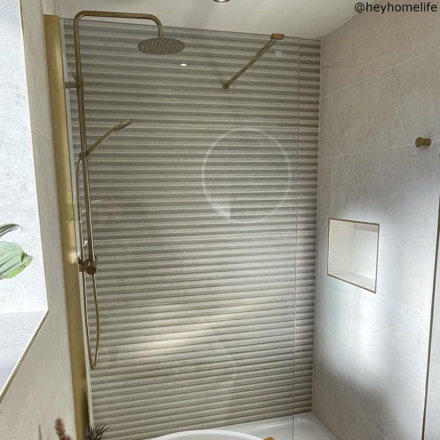 900mm Brushed Brass Shower Screen for Wetroom & Walk In Shower - Corvus