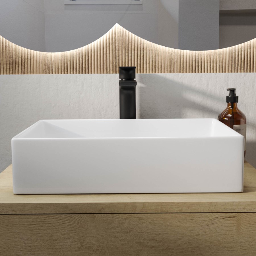 GRADE A1 - White Rectangular Countertop Basin 450mm - Corey