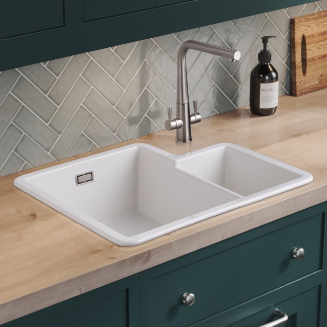 Rangemaster Rustiqe 1.3 Bowl Undermount and Inset White Ceramic Kitchen Sink