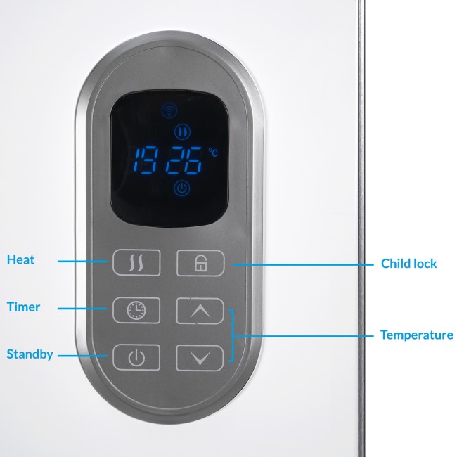 electriq 1500W Smart Wall Mountable Panel Heater with Thermostat and Weekly Timer - Bathroom Safe