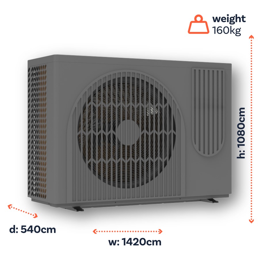 ECOHEAT MCS Certified 15kW R290 Inverter Air Source Heat Pump – Max Water Temp 75C