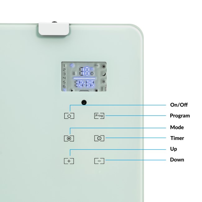 electriQ 2000W Smart Designer Glass Panel Heater - Wall Mountable & Bathroom Safe