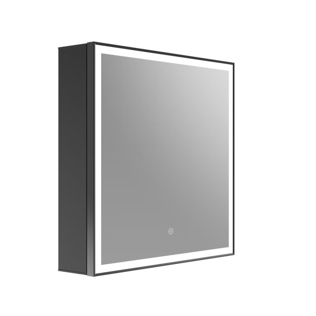 Elara Square Sliding LED Mirror Cab 600mm Matt Black