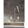 Reginox Brushed Nickel Twin Lever Swan Neck Traditional Kitchen Mixer Tap - Elbe